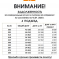 ВНИМАНИЕ! 4 ПОДЪЕЗД ЗАДОЛЖЕННОСТЬ  за коммунальные услуги и платежи за капремонт