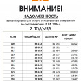 ВНИМАНИЕ! 2 ПОДЪЕЗД ЗАДОЛЖЕННОСТЬ  за коммунальные услуги и платежи за капремонт